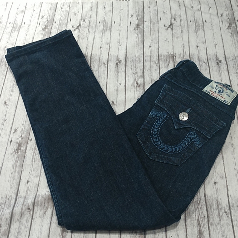 True Religion Straight Leg Blue Jeans